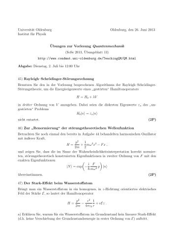 Übungsblatt 13 - Universität Oldenburg