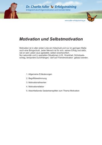 Motivation und Selbstmotivation - Dr. Charlie Adler Erfolgstraining