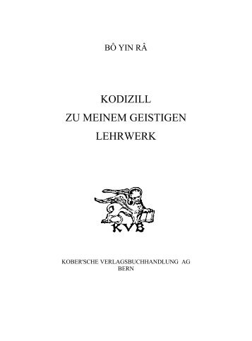 kodizill zu meinem geistigen lehrwerk - BÔ YIN RÂ — HORTUS ...