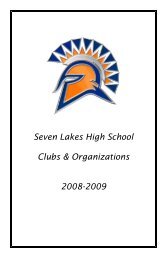 Seven Lakes High School Clubs & Organizations 2008 ... - Katy ISD