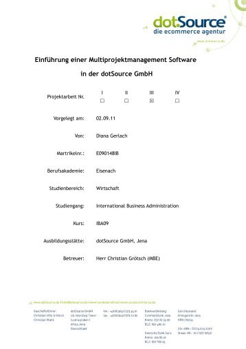 Einführung einer Multiprojektmanagement Software in ... - dotSource