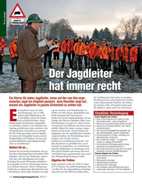 Der Jagdleiter hat immer recht - Jagdschule Sauerland