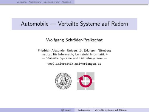 Automobile --- Verteilte Systeme auf Rädern - Friedrich-Alexander ...