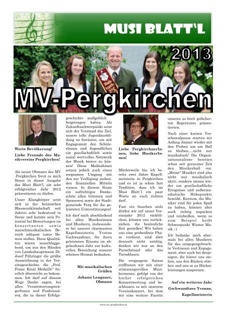 Zeitung - Musikverein Pergkirchen