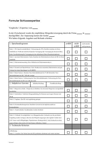 Formular Schlussexpertise