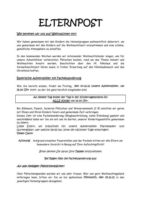 Elternbrief Weihnachten (57 kB) - Kita Parkstetten