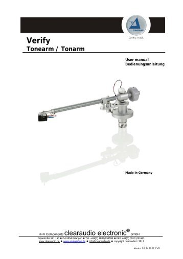 Verify Tonearm / Tonarm - Clearaudio