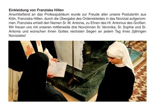 Jahresbericht von 2012 - Benediktinerinnen der Anbetung