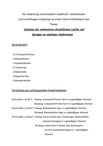 Schulung der elementaren Grundformen Laufen und Springen an ...