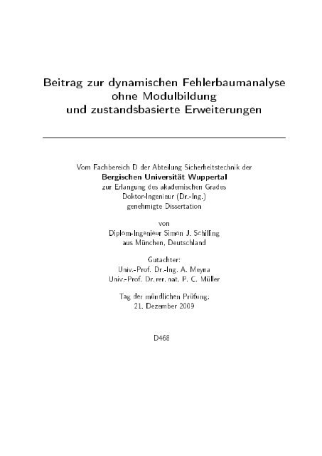 Beitrag zur dynamischen Fehlerbaumanalyse ohne Modulbildungund