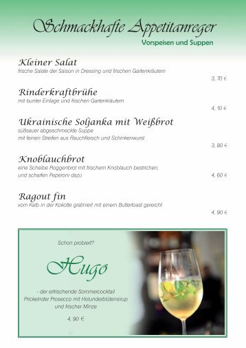 Speisekarte vom Hotel Waldmühle