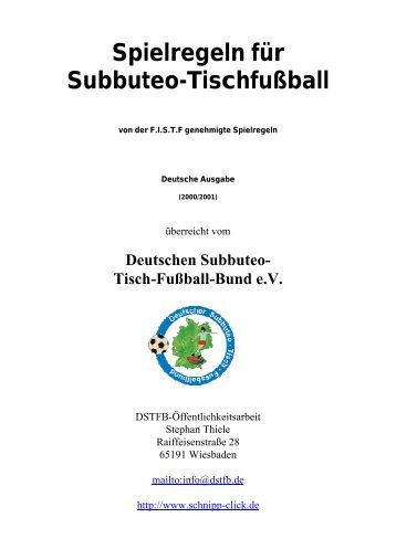 Spielregeln für Subbuteo-Tischfußball