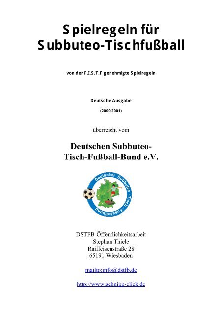 Spielregeln für Subbuteo-Tischfußball