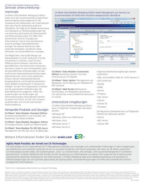 CA ERwin® Data Modeler Workgroup Edition