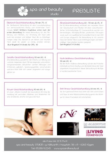 Preisliste Downloaden - Spa and Beauty