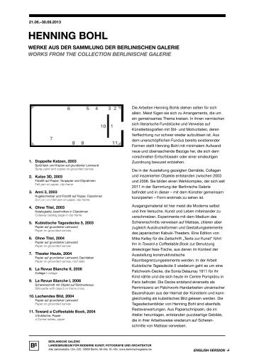 Handout zur Ausstellung - Berlinische Galerie