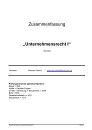 Zusammenfassung „Unternehmensrecht I“ - Studentische ...