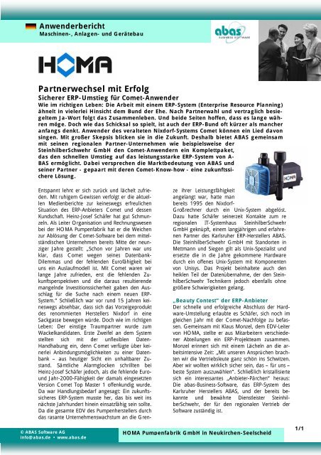 Partnerwechsel mit Erfolg - ABAS Software AG