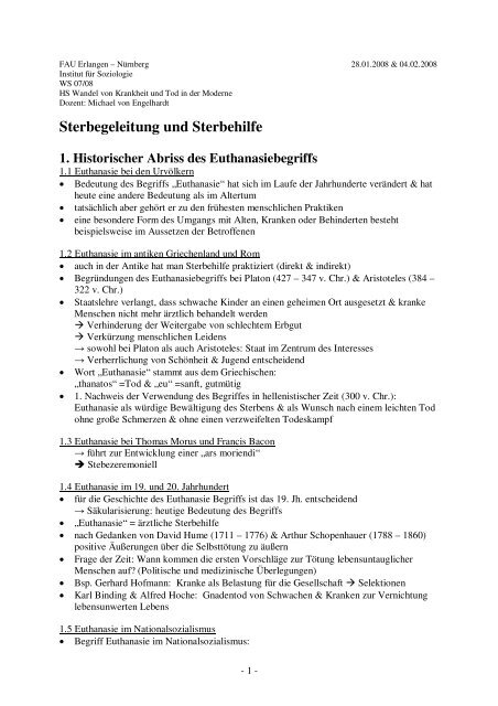 Sterbebegleitung und Sterbehilfe.pdf - Institut für Soziologie