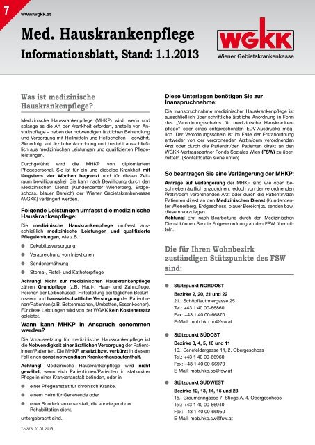 Informationsblatt Medizinische Hauskrankenpflege - Wiener ...