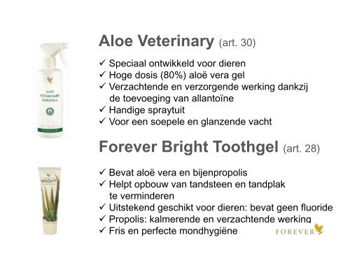 Dieren en aloë vera - Forever Living Products