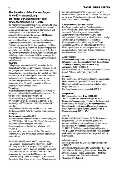 Kirchenanzeiger 26. Januar - 10. Februar 2013 - Pfarrverband Dorfen