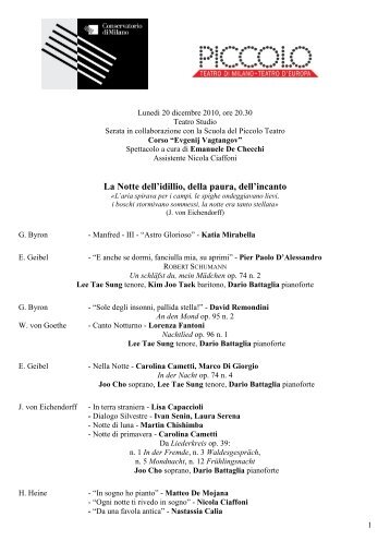 Lunedi 20 Dicembre 2010 - Conservatorio di musica "G. Verdi"