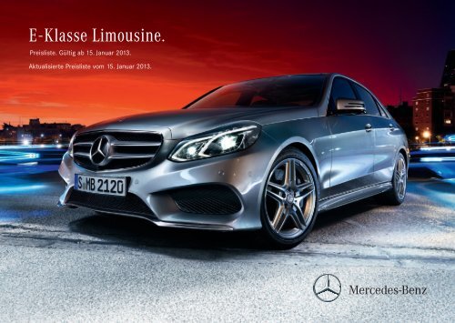 Preisliste Mercedes-Benz E-Klasse Limousine W212 vom 15.01.2013.