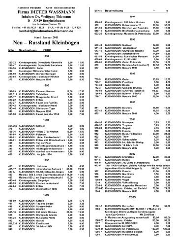 Neu – Russland Kleinbögen - Briefmarken-thiemann.de