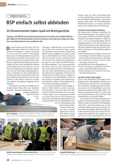 BSP einfach selbst abbinden - Holzkurier 15.03.2012 - bei Timbory!