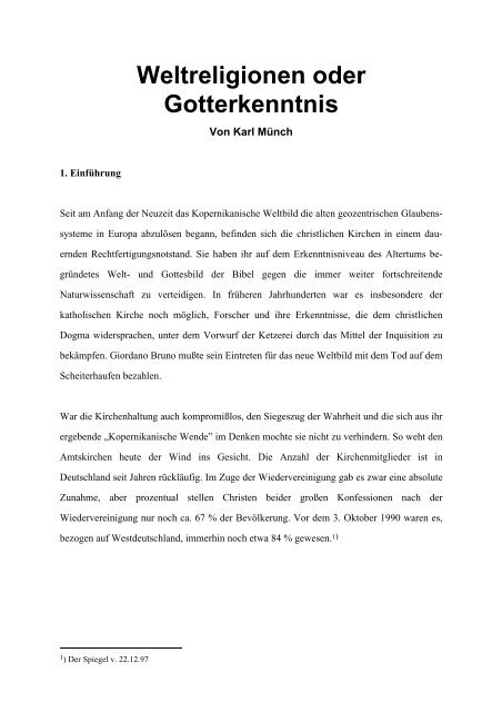 Weltreligionen oder Gotterkenntnis