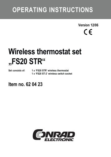  Wireless thermostat set „FS20 STR“ - Produktinfo.conrad.com