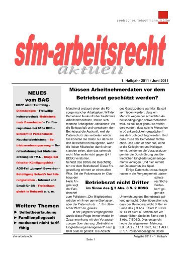 sfm-aktuell - 1. Halbjahr 2011 / Juni - seebacher-fleischmann-müller ...