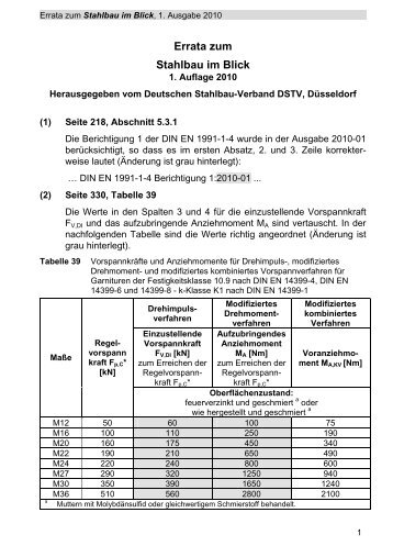 Errata zum Stahlbau im Blick - Deutscher Stahlbau - Verband DSTV