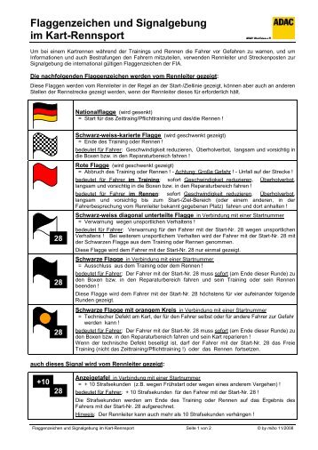 Flaggenzeichen und Signalgebung im Kart-Rennsport - AMC Waltrop