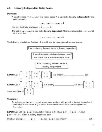 Linear Independent Sets, Bases