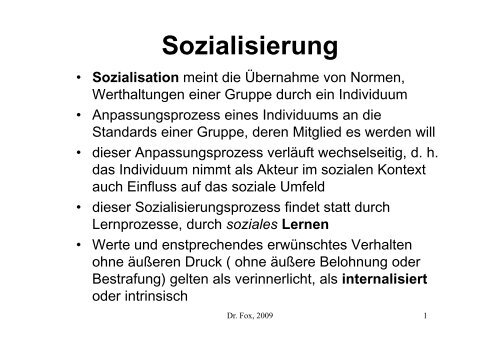 Sozialisation.pdf - Dr. Reinhard Mario Fox