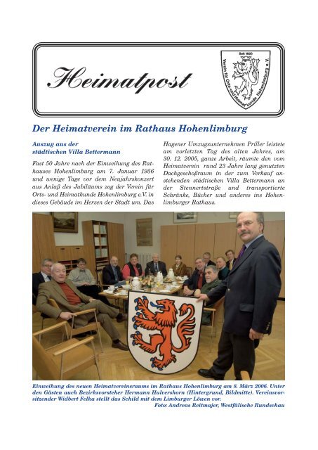 Felka, Widbert: Der Heimatverein im Rathaus Hohenlimburg, in