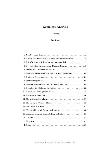 Komplexe Analysis - Mathematik