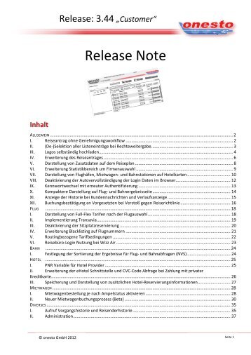 Releasenote 3.44 Customer - Onesto