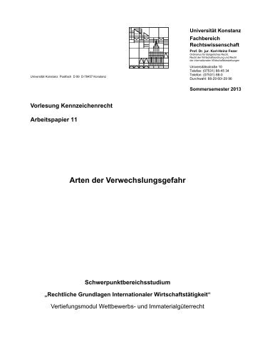 Arten der Verwechslungsgefahr - Universität Konstanz