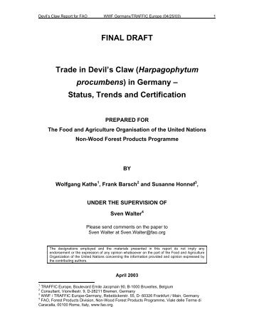 FINAL DRAFT Trade in Devil's Claw (Harpagophytum ... - FAO