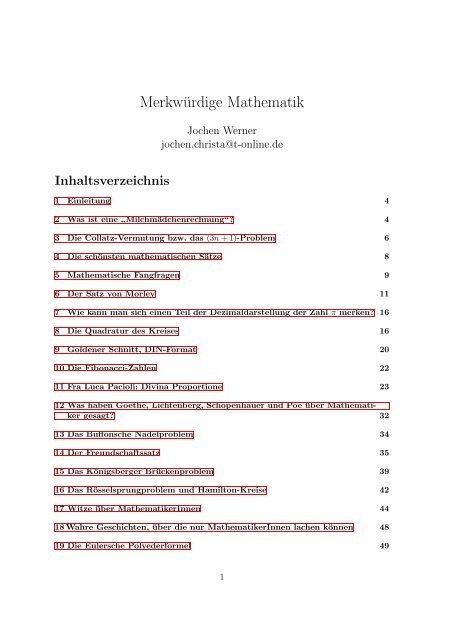 Merkwürdige Mathematik - Institut für Numerische und Angewandte ...