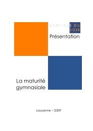 La maturité gymnasiale - Gymnase du Soir