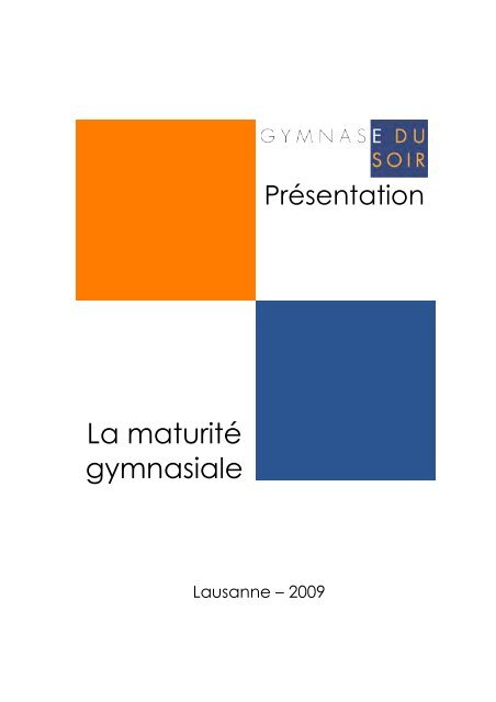 La maturité gymnasiale - Gymnase du Soir