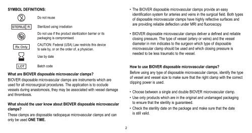 Information for BIOVER Disposable Microvascular Clamps ...