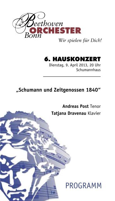 6. HAUSKONZERT im Schumannhaus - Beethoven Orchester Bonn
