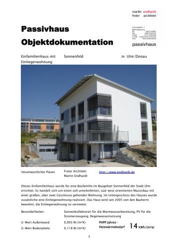 Passivhaus Objektdokumentation