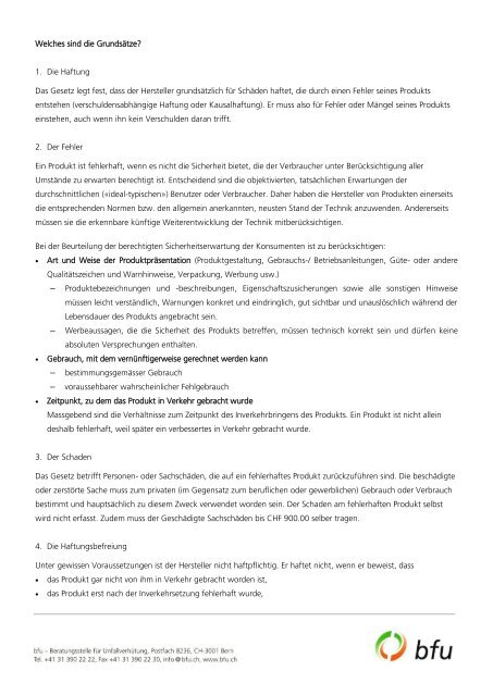 Produktehaftpflicht - BfU