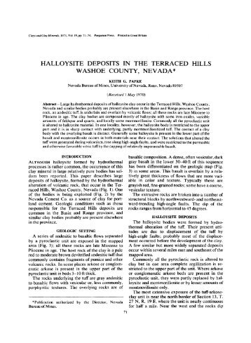 halloysite deposits in the terraced hills washoe county, nevada